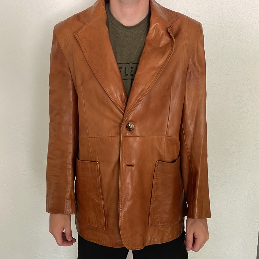 VINTAGE 70’s Leather Blazer Sport Coat